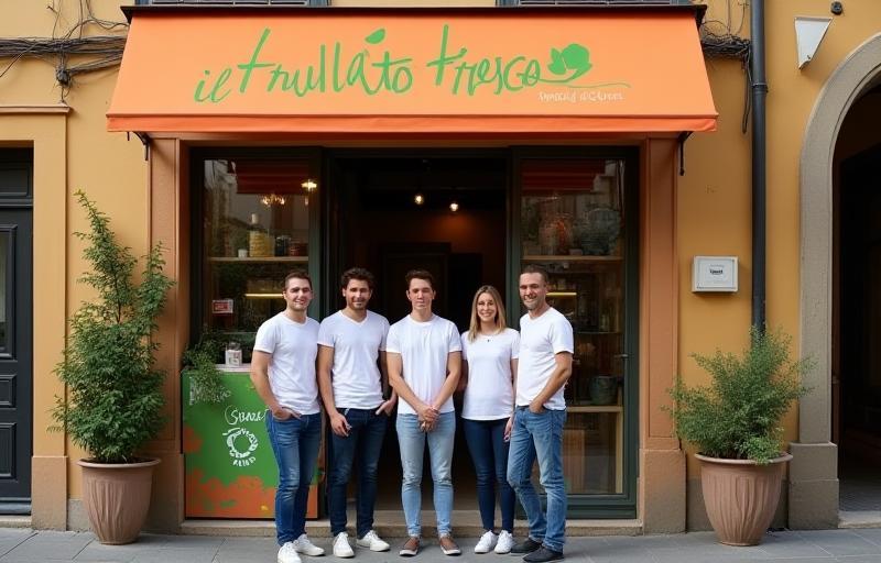 Photo of the Smoothie Perfection team in front of the shop in Florence.