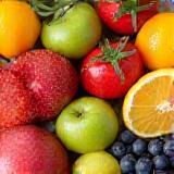 Colorful arrangement of healthy fruits.